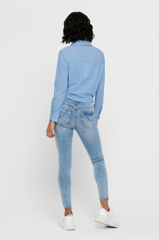 ONLLECEY LS STRIPE KNOT DNM SHIRT 15195910 Cloud Dancer/MEDIUM BLUE